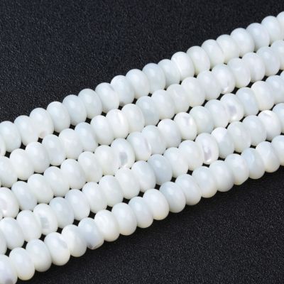 Rondela Lisa Nacar Blanco A 8x5mm (Natural). Sarta por 40cms