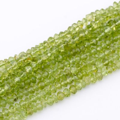 Rondela Facetada 4x3mm Peridot A (Natural). Venta por 35cm