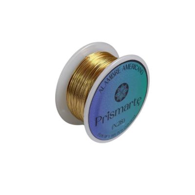 Alambre Americano Bronce Baño Dorado 0.32mm (N°28). Venta por 40mt