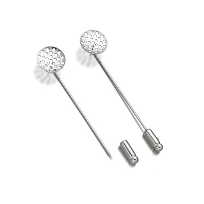 Herraje Pin Aguja Con Base Rejilla 14mm y Tapa Pin Plateado AAA Coating 67mm. Venta por 6 Unidades