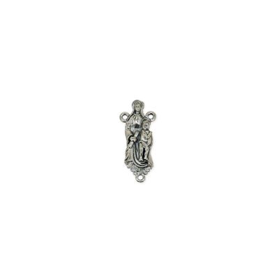 Crucero Pewter Envejecido Rosario Madonna 3 Argollas Relieve 28mm. Venta por Unidad