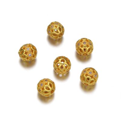 Separador 6mm Latón Dorado Mate Bola Filigrana Brillante Morado. Venta por Unidad