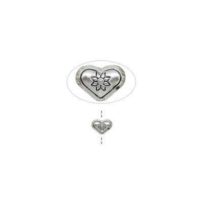Separador Pewter Envejecido Corazon Flor 12x15mm. Venta por 12 Unidades