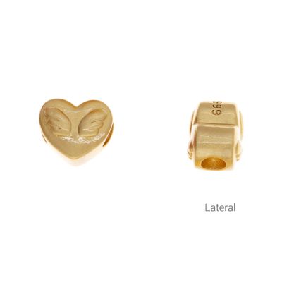 Separador Latón Dorado Mate Corazon alas 12mm Hueco 3.2mm. Venta por Unidad