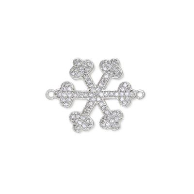 Separador Link 22mm Copo Nieve Chaton Zircon (Pave) Plateado. Venta por Unidad