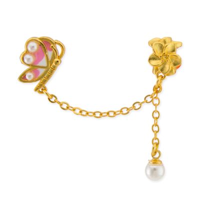 Separador Latón Dorado Mate Mariposa Flor Perla 14mm Hueco 3-4mm. Venta por Unidad