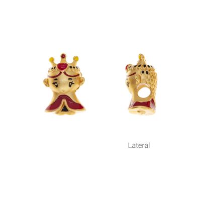 Separador Latón Dorado Mate Princesa Roja 16mm Hueco 3.2mm. Venta por Unidad