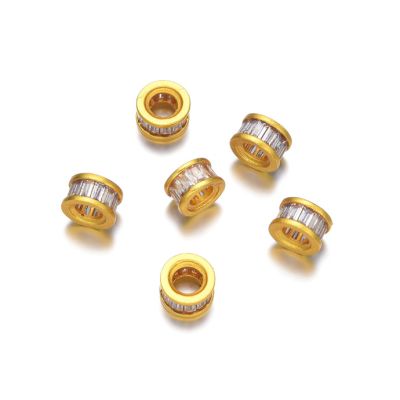 Separador 8mm Latón Dorado Cilindro Brillante Baguette Cristal. Venta por Unidad