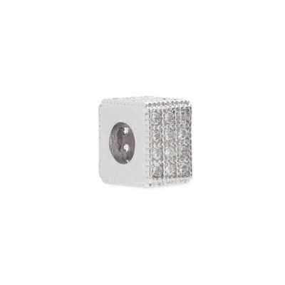 Separador Baño Platino AAA e-coating Cuadro Chaton Brillantes 8mm. Venta por Unidad