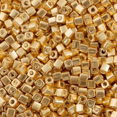 Miyuki Square 3x3x3mm Dorado Galvanizado Hueco Redondo (#1052)