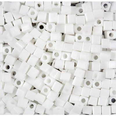Miyuki Square 3x3x3mm Blanco Opaco Hueco Redondo (#402)