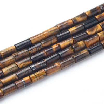 Tubo Cilindro 2x6mm Ojo de Tigre Amarillo. Sarta por 38cm Aprox