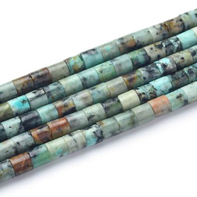 Tubo Cilindro Turquesa Africana 4x4mm (Jasper Tintura). Sarta por 38cm