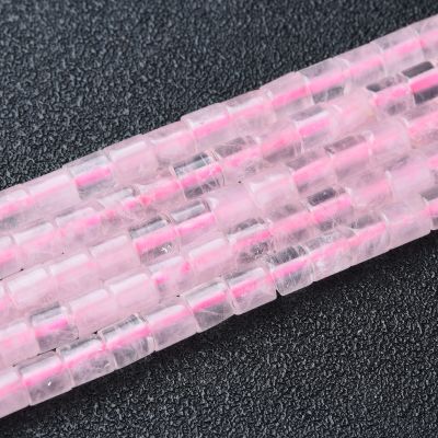 Tubo Cilindro Cuarzo Rosado 4x4mm  (Encerado). Sarta por 38cm