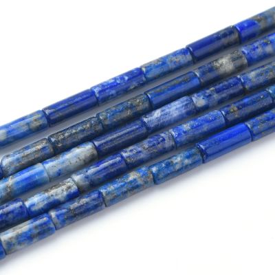 Tubo Cilindro 4x8mm Lapislazuli B (Natural). Sarta por 40cm