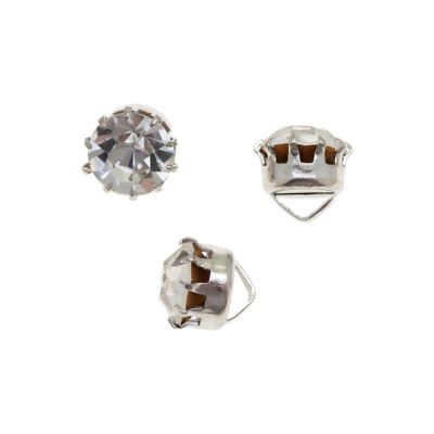 Tache Latón Plateado Charm Cristal SS39 10mm. Venta por 12 Unidades