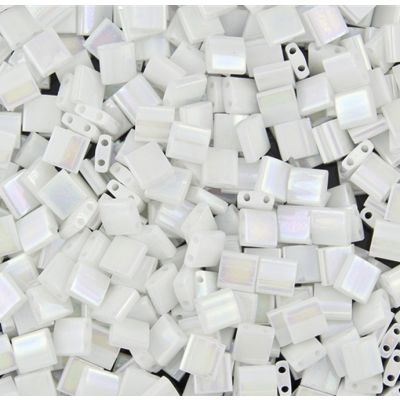 Miyuki Tila 5x5mm Blanco Perla Opaco AB (TL471)
