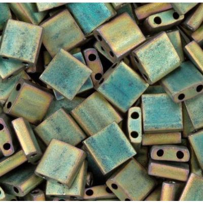 Miyuki Tila 5x5mm Verde AB iris Opaco Mate Metalico (TL2008)
