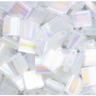 Miyuki Tila 5x5mm Cristal AB Silk Satin (2549)