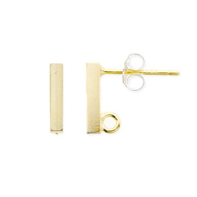 Herraje Plata 925 Dorado Topo Tubo Rectangulo argolla A1292 Con Mariposa 10mm. Venta por 2 Unidades