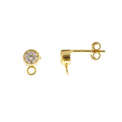 Herraje Plata 925 Topo Baño Dorado Chaton Argolla Soldada Con Mariposa 5mm. Venta por 2 Unidades