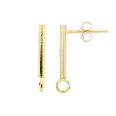 Herraje Plata 925 Dorado Topo Tubo Argolla A1291 18x15mm. Venta por 2 Unidades