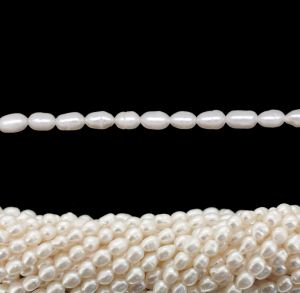 Perla Cultivada Arroz Blanca BC 4-4.5mm. Sarta por 35cm