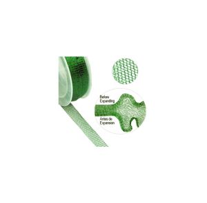 Cinta Metalica Mesh Verde Peridot Tubular 13mm. Venta por 1 Metro