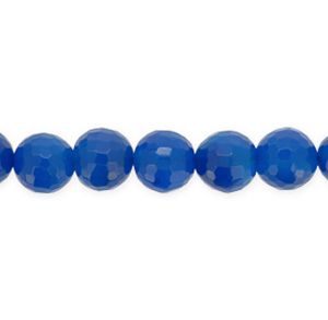 Bola Facetada 10mm Agata Azul (Tinte Calor). Sarta por 40 cms