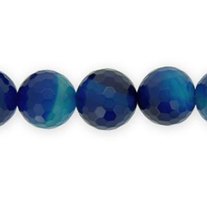 Bola Facetada 14mm Agata Azul (Tinte Color). Sarta por 40 cms