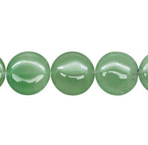 Moneda Puff 20mm Cuarzo Aventurina Verde (Natural). Sarta por 40 cms