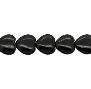 Corazon 16mm Agata Negra Onix (Calor). Sarta por 40 cms