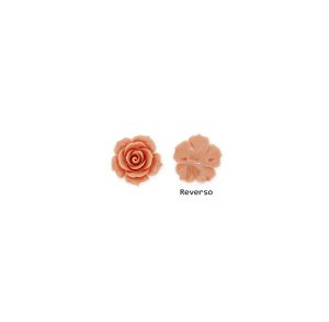 Flor Rosa Tallada Resina Hueco Pasante Rosado Coral 20mm. Venta por Unidad