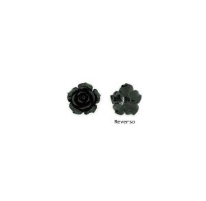 Flor Rosa Tallada Resina 25mm Negra. Venta por Unidad