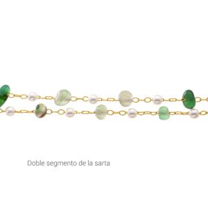 Cadena Goldfilled Brasilero Aventurina Verde y Perla Sintetica 6-8mm. Venta por Metro