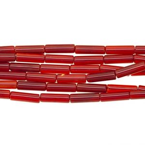 Tubo Cilindro 4x13mm Agata Roja Cornalina (Calor). Sarta por 40cms