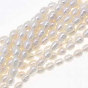 Perla Cultivada Arroz Blanca AB 5-6mm. Sarta por 36cm