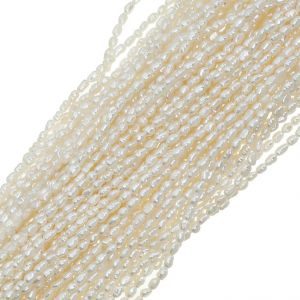 Perla Cultivada Arroz Blanca AA 2-3mm. Sarta por 36cm