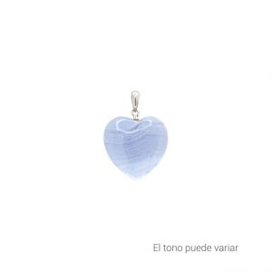 Pendiente Dije Corazón 20x10mm Agata Blue Lace AA (Natural) Plata 925. Venta por Unidad