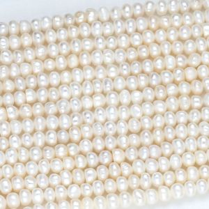 Perla Cultivada Biwa Boton Irregular Blanca B 5-6mm. Sarta por 35cm