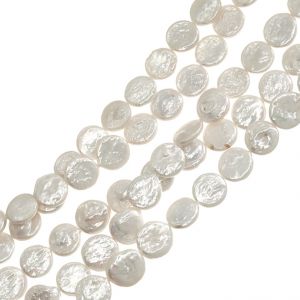 Perla Cultivada Moneda Blanca 11-12mm A+. Sarta por 38cm