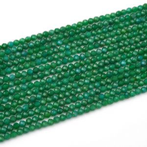 Bola Facetada Agata Verde (Tinte Calor) 3mm. Sarta por 40cms