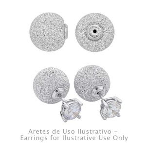 Cuña Arete Plata 925 LuxLock Bola Polvo Diamante 11mm. Venta por 2 unds