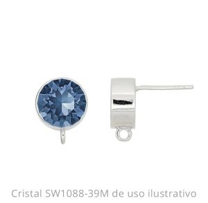 Topo Base Conica Argolla Cristal SS39 Swarovski® 8mm (1088) Mariposa Plata 925 Rodinada. Venta por par